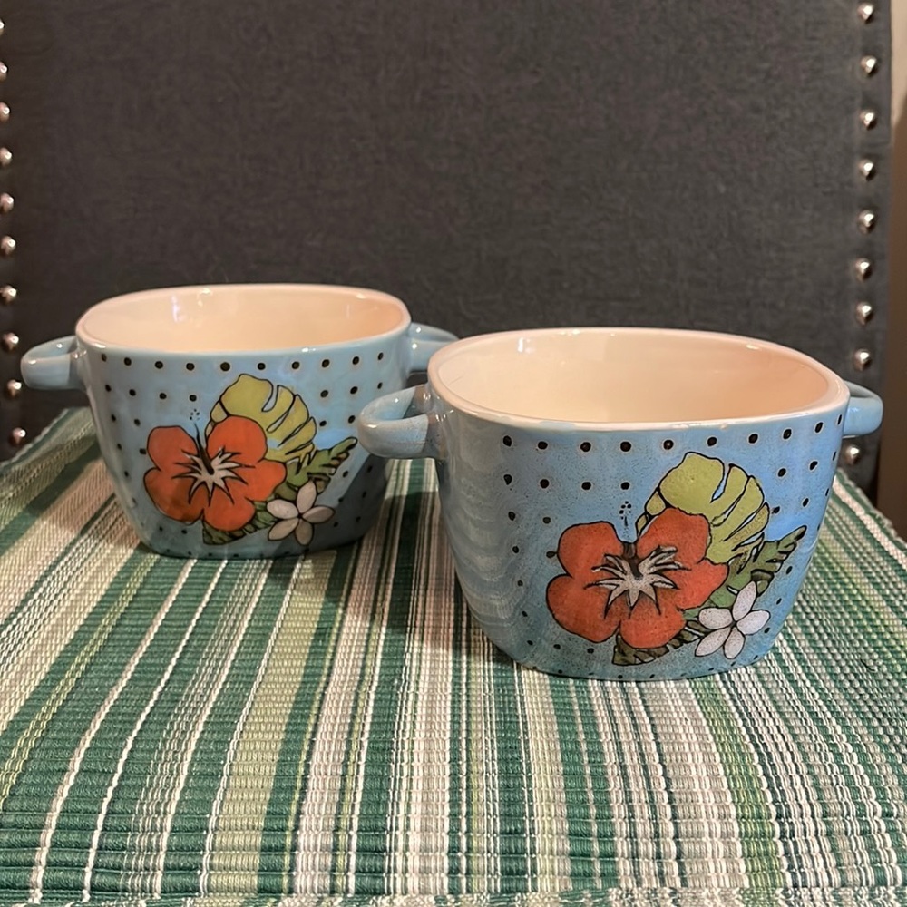 🌼2/$25 Stokes Hibiscus bowls. 16 oz (Set of 2)